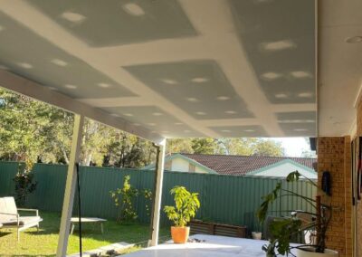 finished plastering external suspended ceiling over pergola