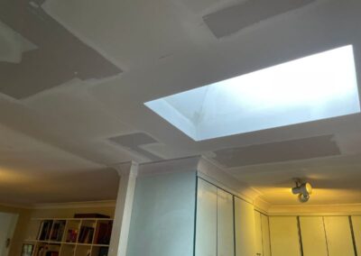 interior ceiling gyprock repair with skylight